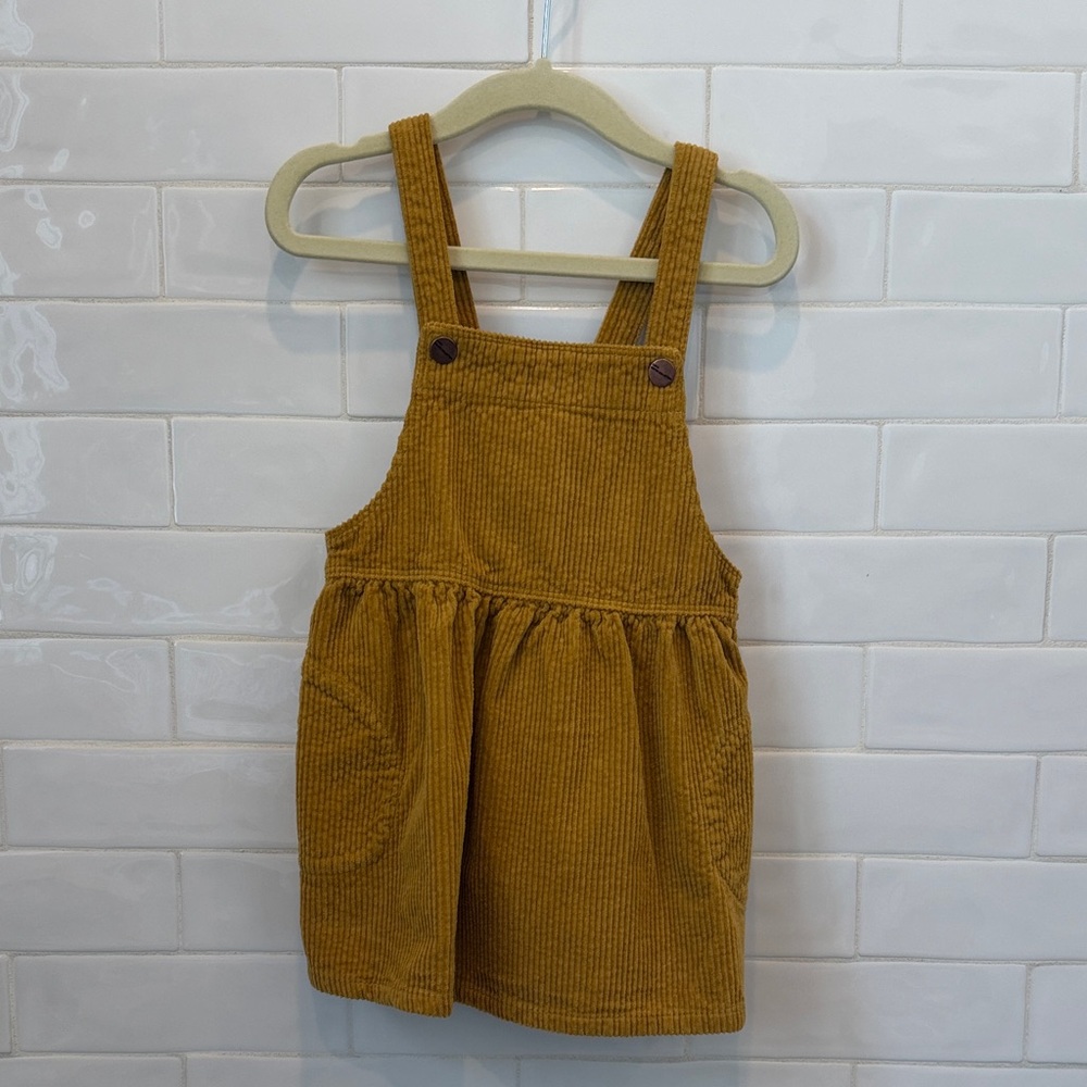 Kids Corduroy Overall Dress - Mustard